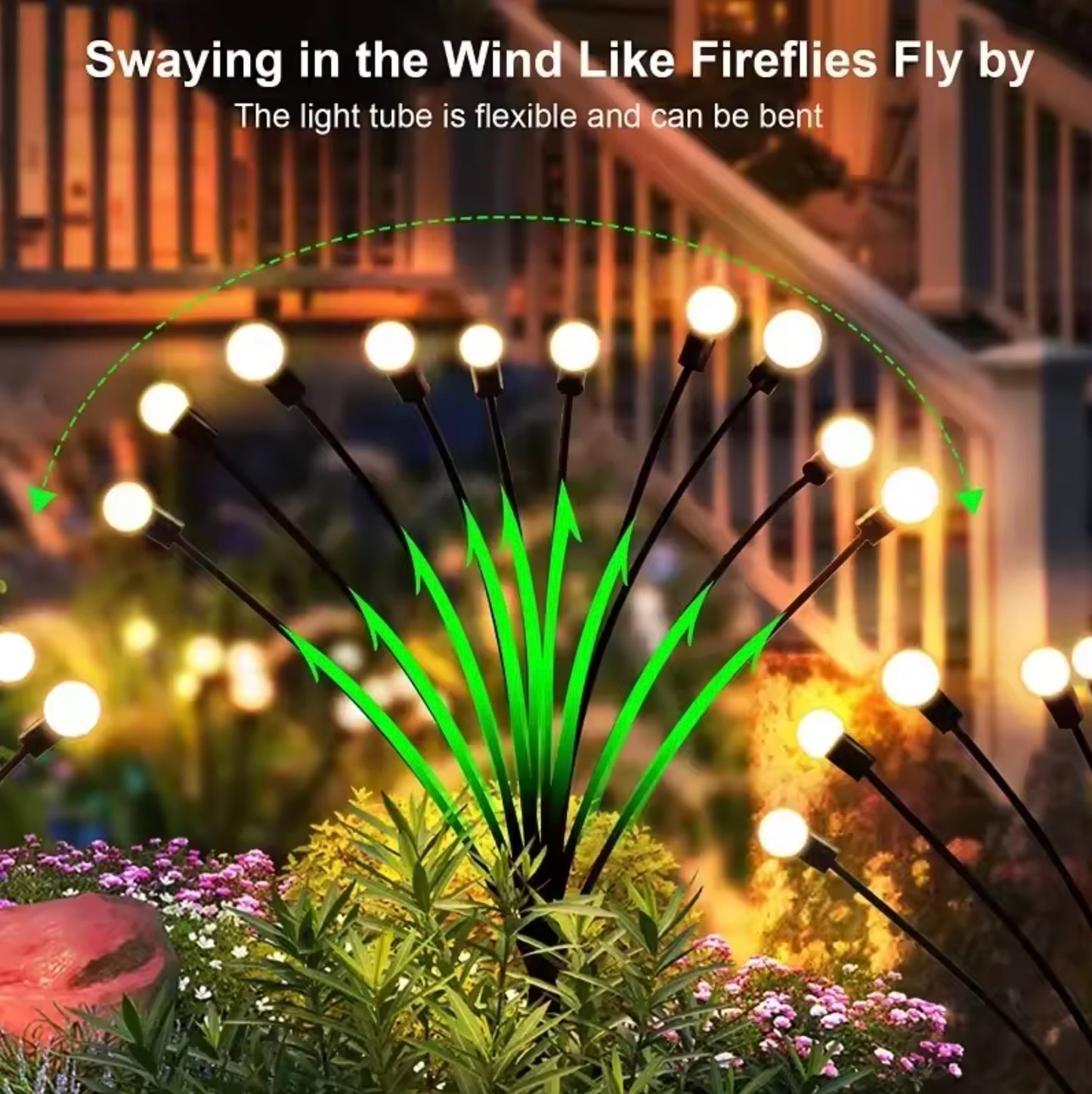 10 Outdoor Lights Solar Lawn Lamp Garden Lamp LED Wind-driven Firefly Ground Plug Lamp for Garden Lawn Landscape Holiday Light