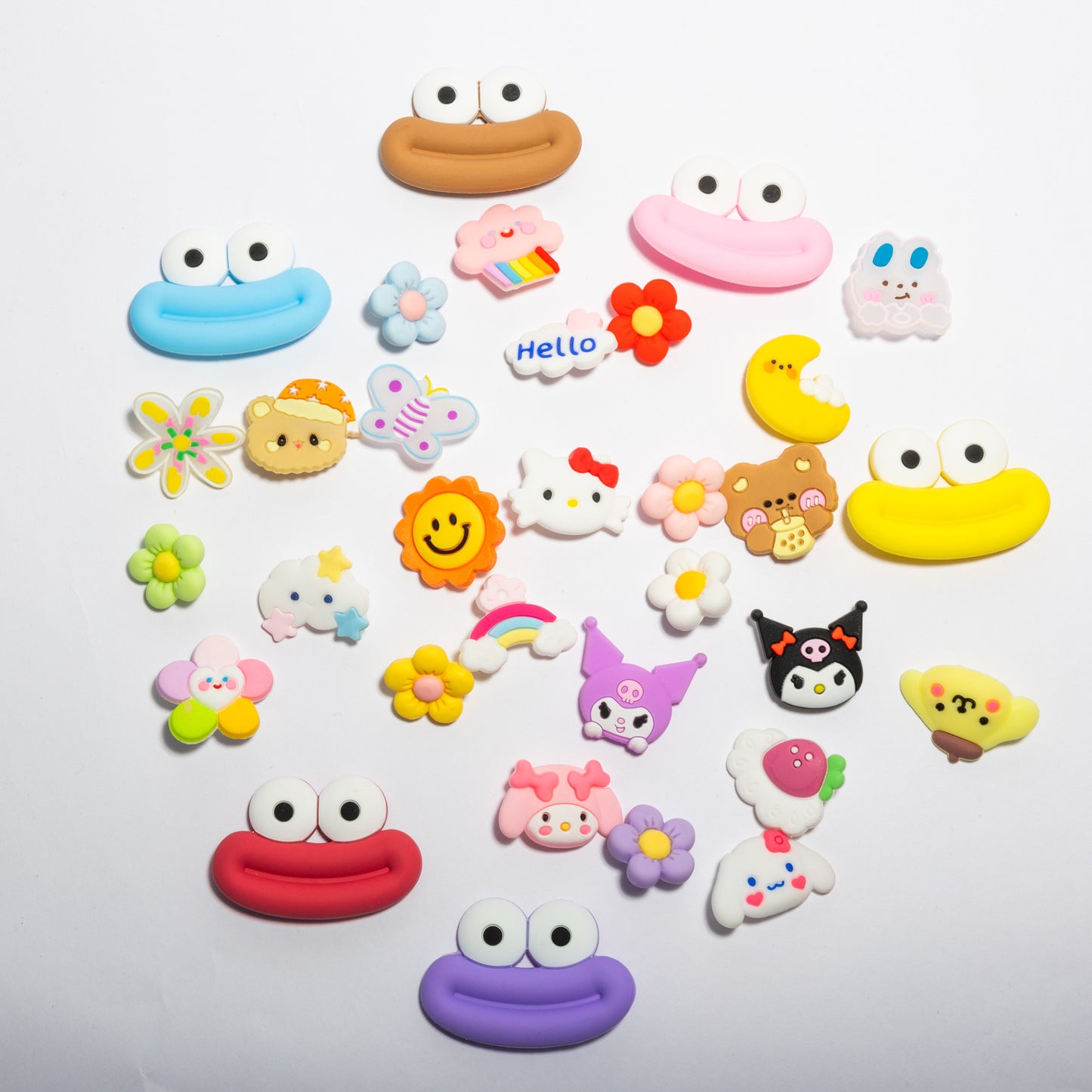 30 Cartoon Shoe Charms for Dog Shoes – Soft Rubber Buckles for Vent Hole Shoes