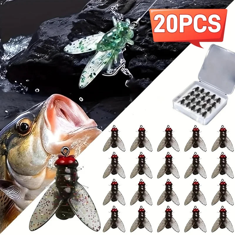 20 FlyLure™ Hooks – Realistic Flies for Big Catches!