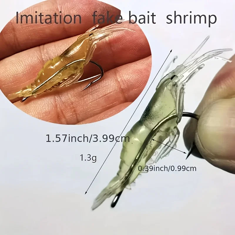 GlowShrimp™ Luminous Fishing Lure Set – Sharp Hook & Bead | Freshwater & Saltwater Ready