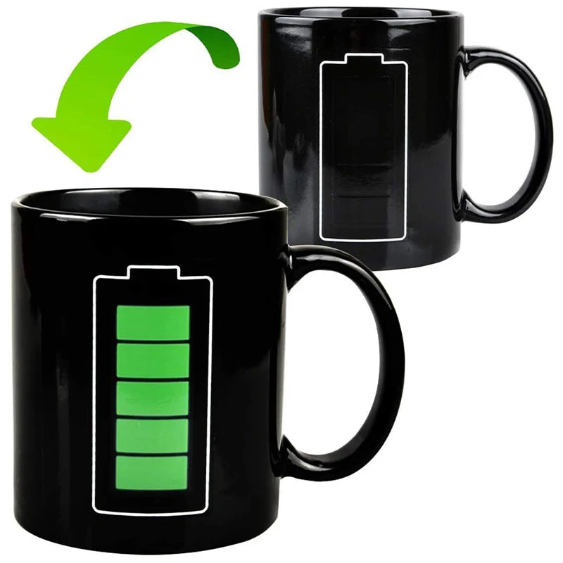 π Heat-Activated Changing Color Mug β Battery Pattern Coffee Cup (330ml) for Couples, Milk Tea & Juice, Christmas Gift π