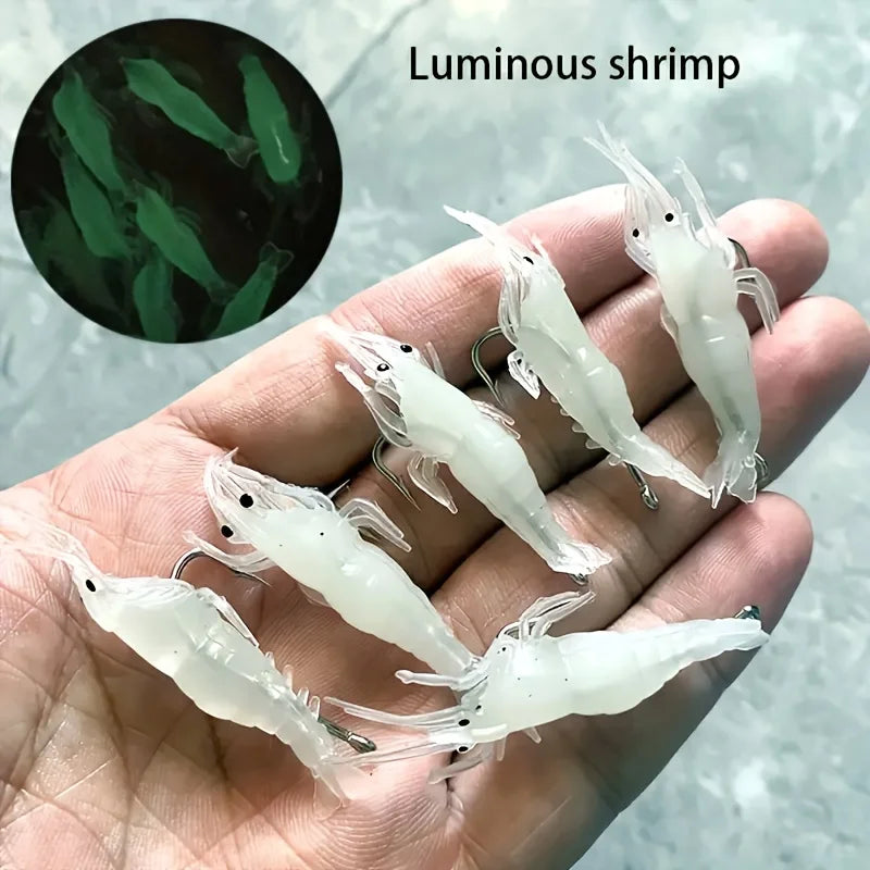 GlowShrimp™ Luminous Fishing Lure Set – Sharp Hook & Bead | Freshwater & Saltwater Ready