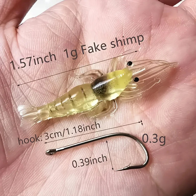 GlowShrimp™ Luminous Fishing Lure Set – Sharp Hook & Bead | Freshwater & Saltwater Ready