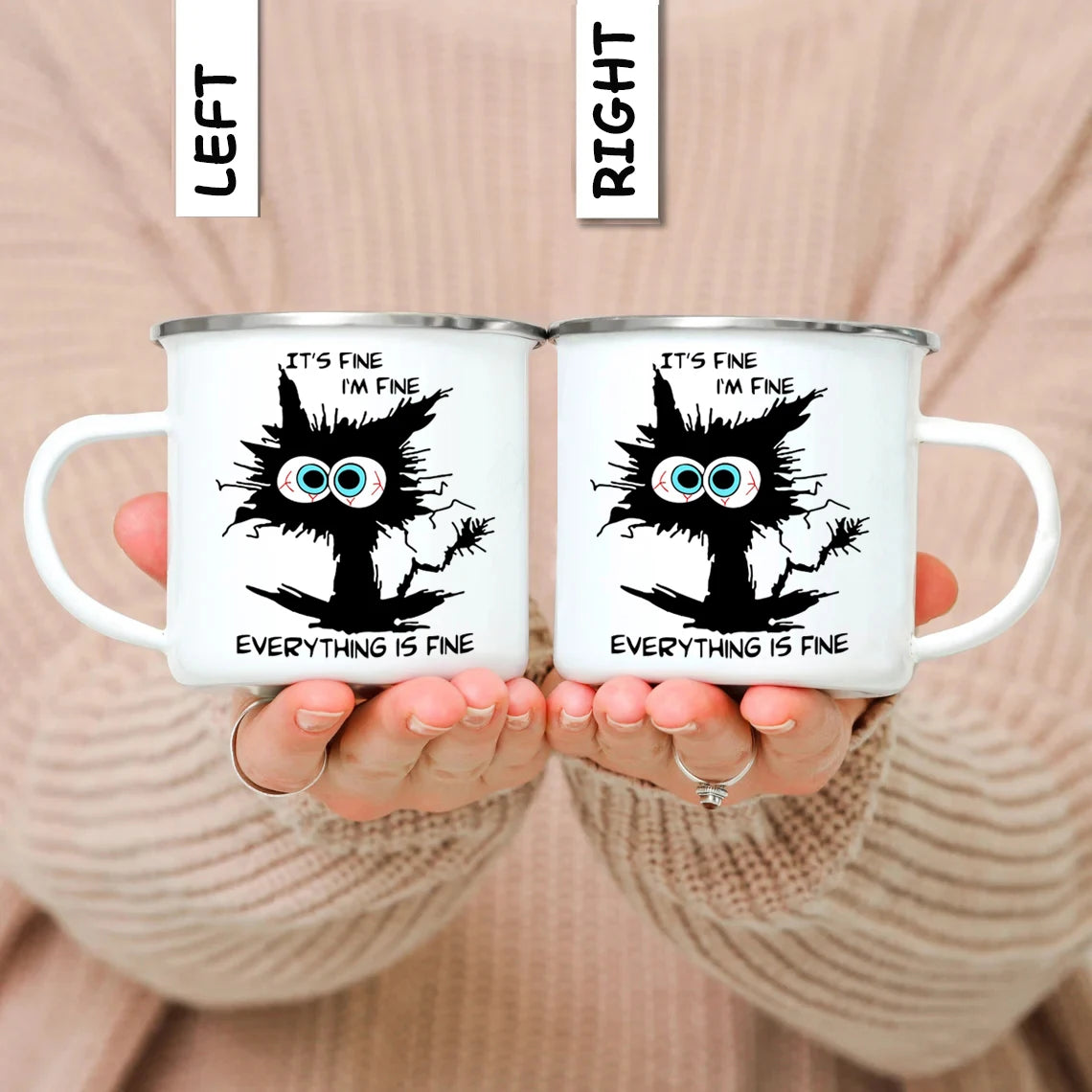 Perfect match with your Turtle Coaster | It's Fine.. I'm Fine.. Everything is Fine β 12oz Enamel Camping Mug β for Coffee, Tea π«, Travel π, Fishing π£, Office π₯οΈ & Picnics π§Ί