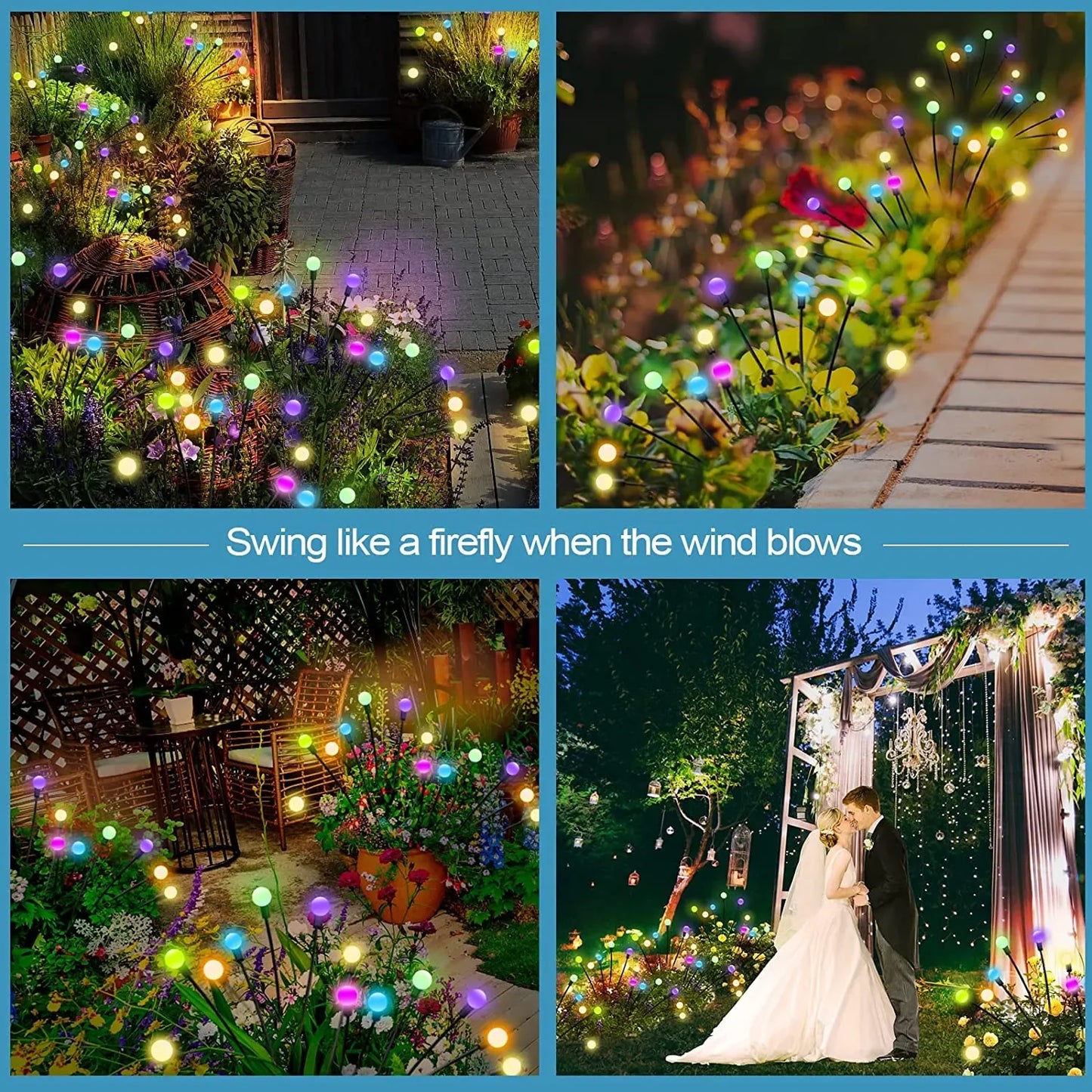 10 Outdoor Lights Solar Lawn Lamp Garden Lamp LED Wind-driven Firefly Ground Plug Lamp for Garden Lawn Landscape Holiday Light