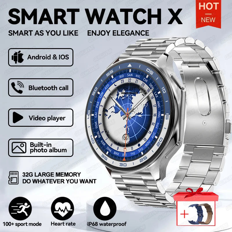 2025 New OPPO Watch X Smartwatch | 4G, Music & Video, Bluetooth Calls, IP68 Waterproof, AMOLED Display, TWS Earphones Compatible