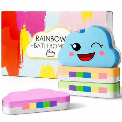 Rainbow Bath Bombs for Kids – 4 PCS Surprise Toy Gift Set for kids & Toddlers