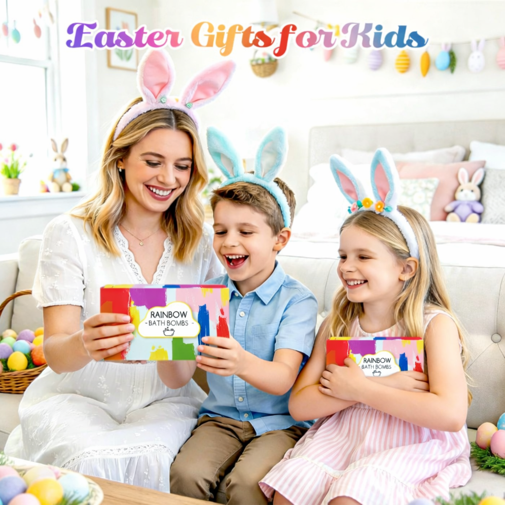 Rainbow Bath Bombs for Kids – 4 PCS Surprise Toy Gift Set for kids & Toddlers