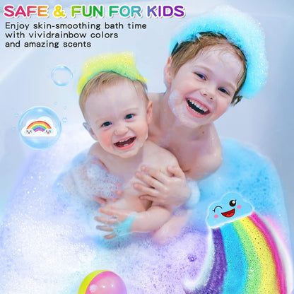 Rainbow Bath Bombs for Kids – 4 PCS Surprise Toy Gift Set for kids & Toddlers