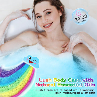 Rainbow Bath Bombs for Kids – 4 PCS Surprise Toy Gift Set for kids & Toddlers