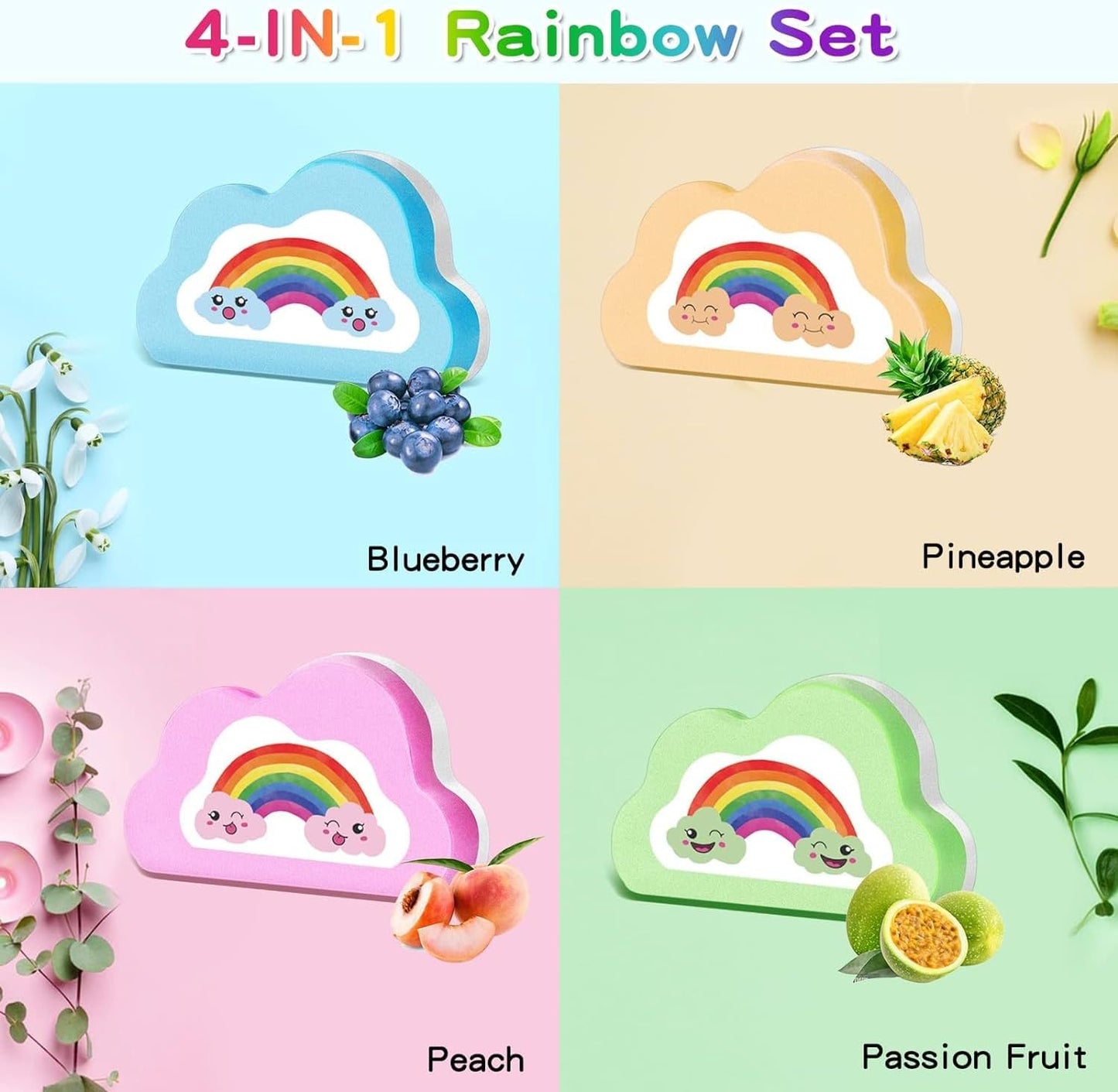 Rainbow Bath Bombs for Kids – 4 PCS Surprise Toy Gift Set for kids & Toddlers
