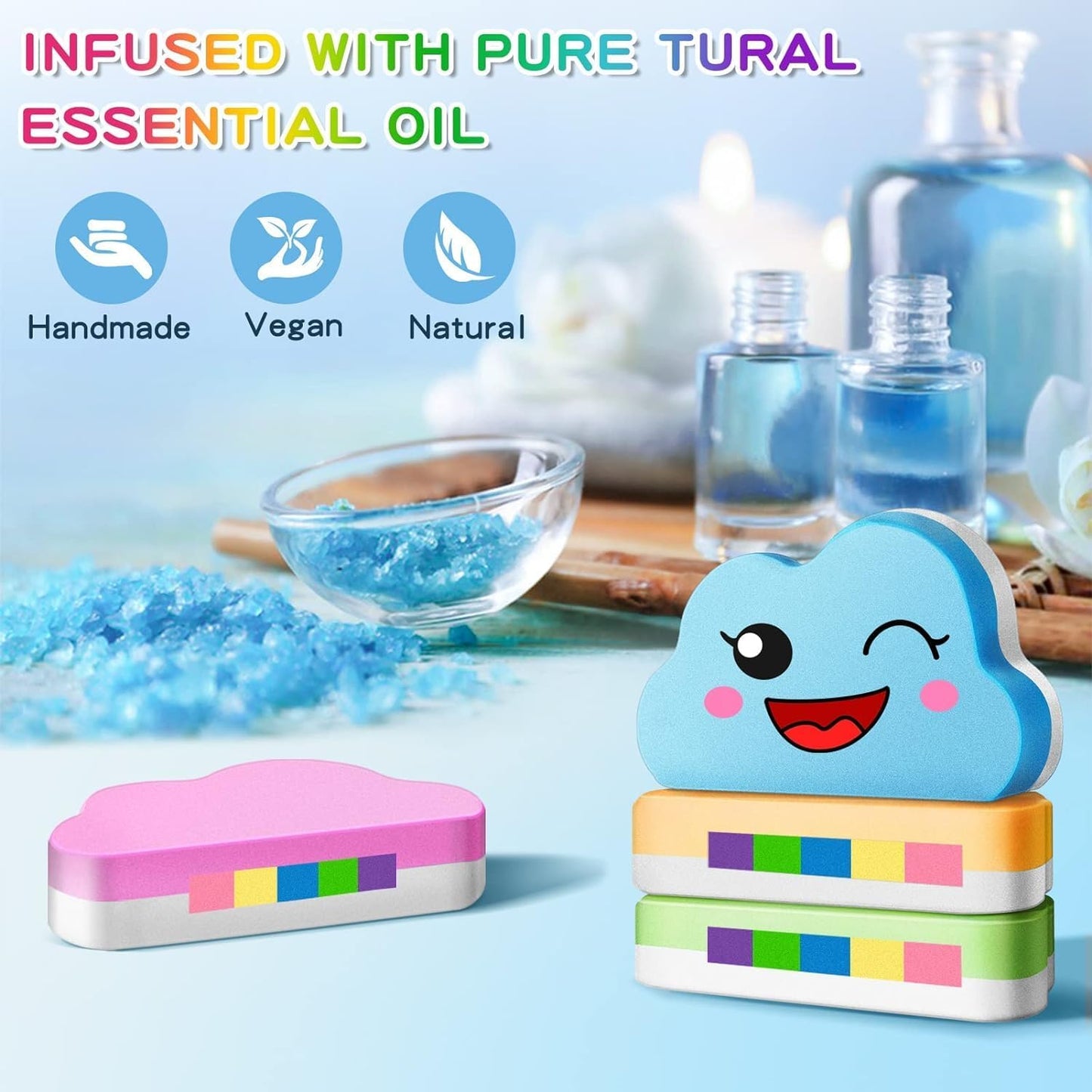 Rainbow Bath Bombs for Kids – 4 PCS Surprise Toy Gift Set for kids & Toddlers