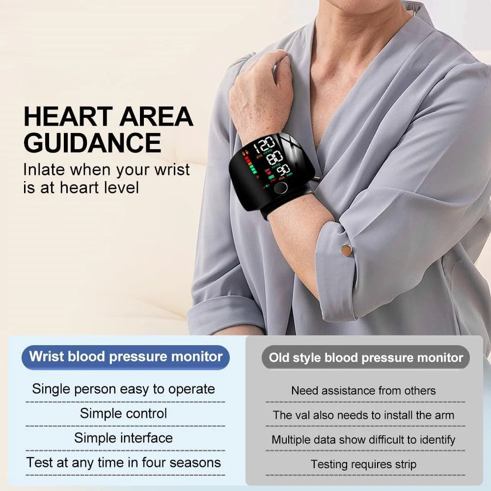 𝐀𝐮𝐭𝐨𝐦𝐚𝐭𝐢𝐜 𝐖𝐫𝐢𝐬𝐭 𝐁𝐏 𝐌𝐨𝐧𝐢𝐭𝐨𝐫™ - Clinically Accurate w/ Large Backlit Display, Adjustable Cuff, Voice Broadcast & Case