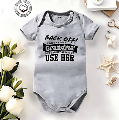 👶 "Back Off! I Have a Crazy Grandpa/Grandma" Cute Cotton Baby Bodysuit