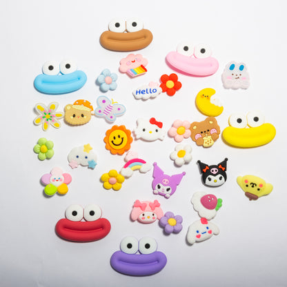 30 Cartoon Shoe Charms for Dog Shoes – Soft Rubber Buckles for Vent Hole Shoes