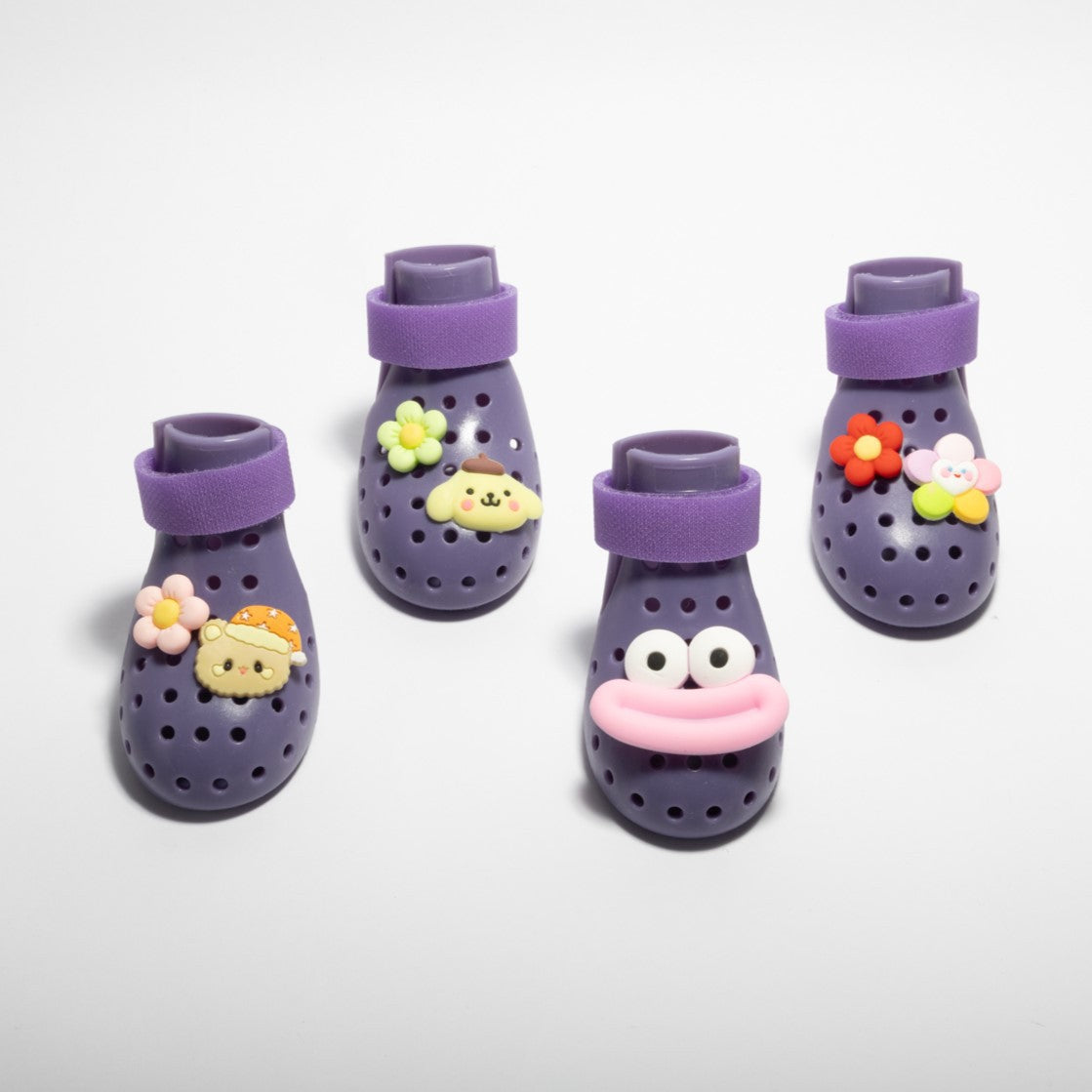 30 Cartoon Shoe Charms for Dog Shoes – Soft Rubber Buckles for Vent Hole Shoes