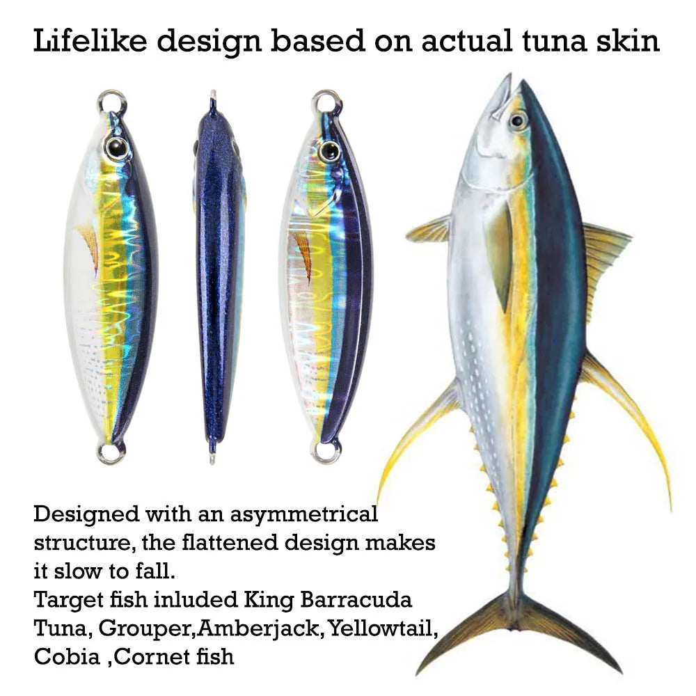 FSTK GlowCast™ Slow Pitch Jig Luminous Tuna & Sea Bass Lure with Assist Hook | Saltwater Inshore Bait