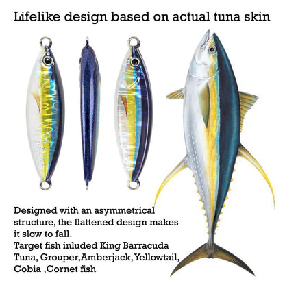 FSTK GlowCast™ Slow Pitch Jig Luminous Tuna & Sea Bass Lure with Assist Hook | Saltwater Inshore Bait