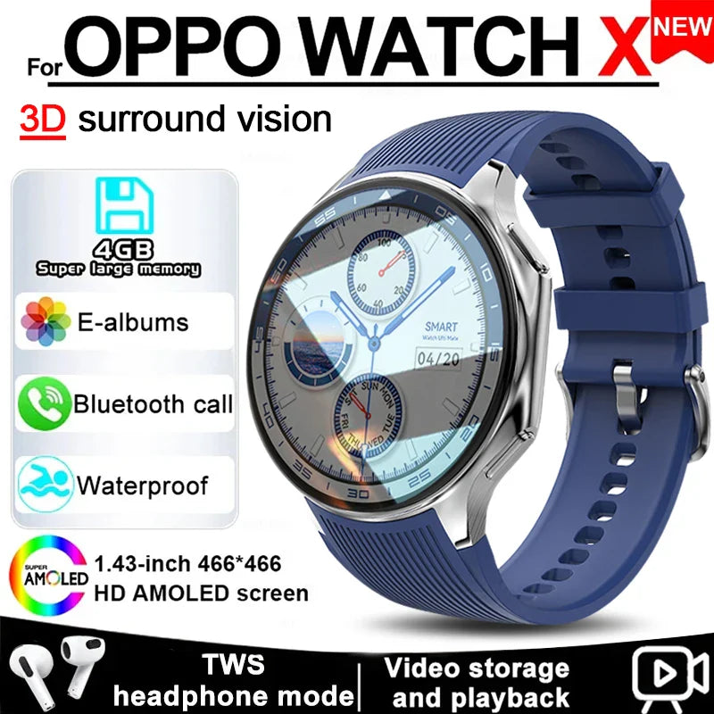 2025 New OPPO Watch X Smartwatch | 4G, Music &amp; Video, Bluetooth Calls, IP68 Waterproof, AMOLED Display, TWS Earphones Compatible