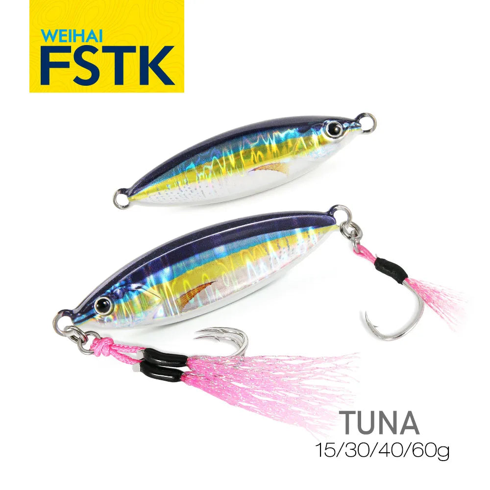 FSTK GlowCast™ Slow Pitch Jig Luminous Tuna & Sea Bass Lure with Assist Hook | Saltwater Inshore Bait