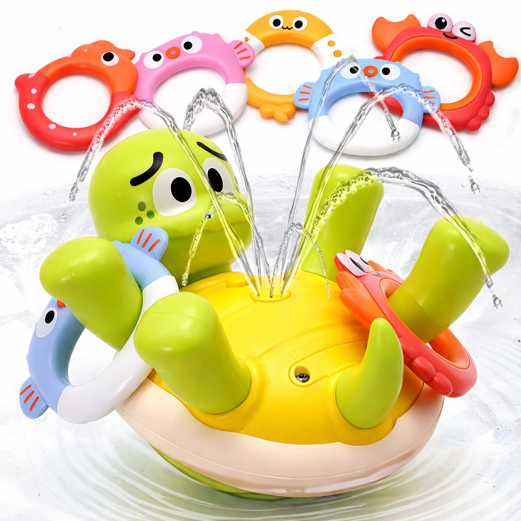 AquaSpin™ Swimming Turtle Bath Toy – Rechargeable Rotating Spray Baby Bath Toy, Cute Sensory Water Toy for Toddlers & Kids