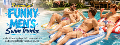 Custom Funny Patriotic Men Swim Trunks - Personalized Birthday Gifts For Husband, Son, Grandson, Brother, Grandpa, Dad, Yourself - Warning Wide Load