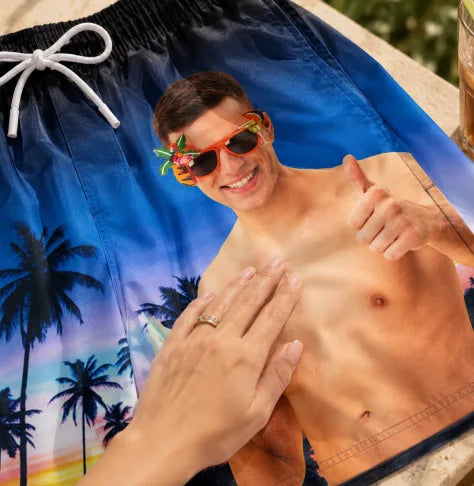 Custom Funny Patriotic Men Swim Trunks - Personalized Birthday Gifts For Husband, Son, Grandson, Brother, Grandpa, Dad, Yourself - Warning Wide Load